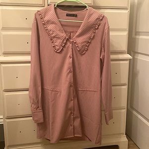 Nasty Gal Collection - Pink Striped Peter Pan Collar Dress, US 6